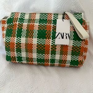 Zara Green and Orange Plaid Tote